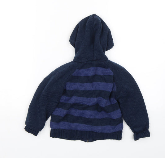 M&Co  Blue Striped Knit Full Zip Jumper Size 12-18 Months