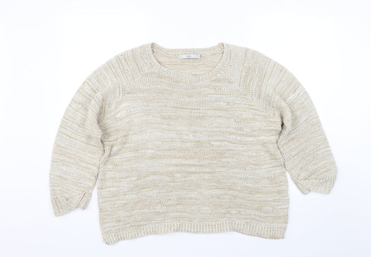 Womens UK Size 16 Isle Beige Pullover Jumper