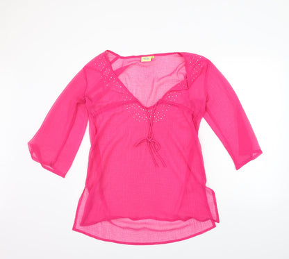 Womens UK Size M Preworn Pink Basic Blouse