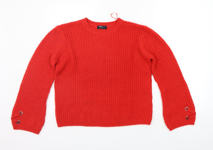 Womens UK Size S Papaya Red Pullover Jumper