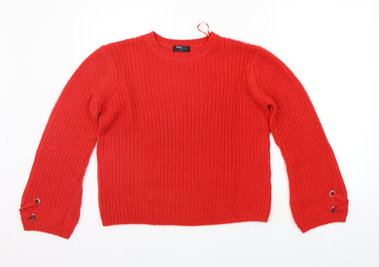 Womens UK Size S Papaya Red Pullover Jumper