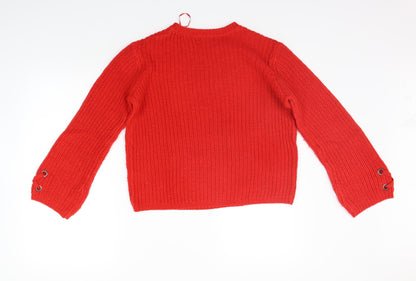Womens UK Size S Papaya Red Pullover Jumper