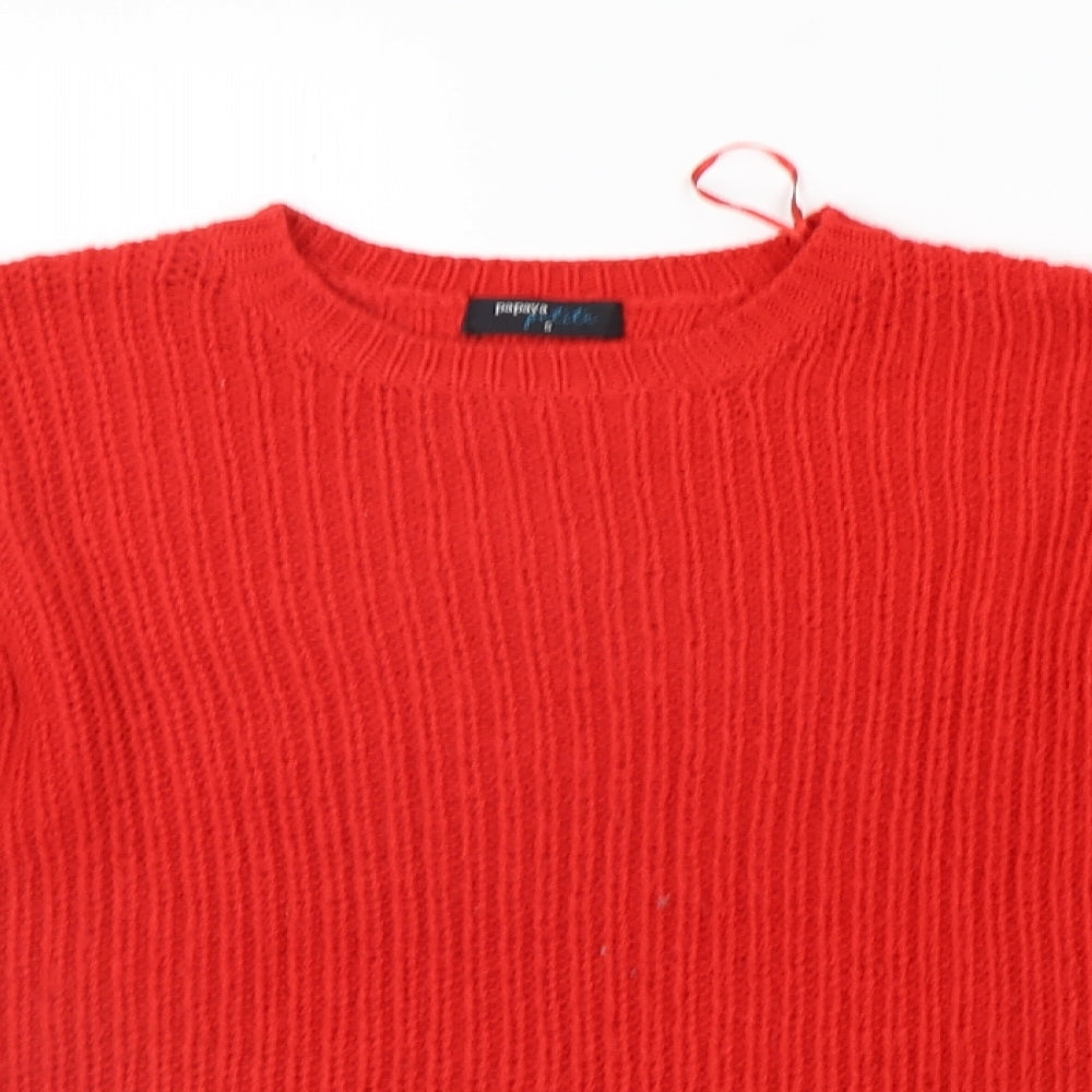 Womens UK Size S Papaya Red Pullover Jumper