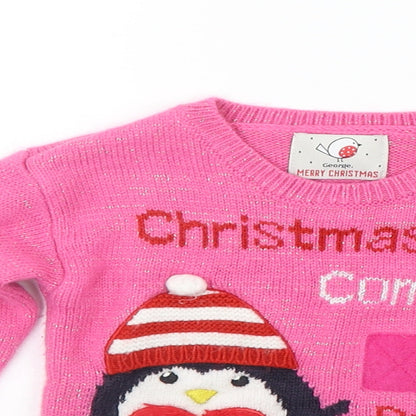 George Girls Pink   Pullover Jumper Size 12-18 Months