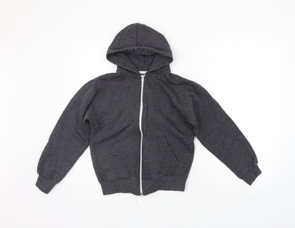Preworn Girls Grey   Full Zip Hoodie Size 13 Years