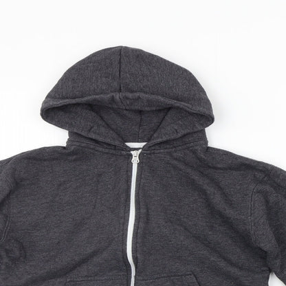 Preworn Girls Grey   Full Zip Hoodie Size 13 Years