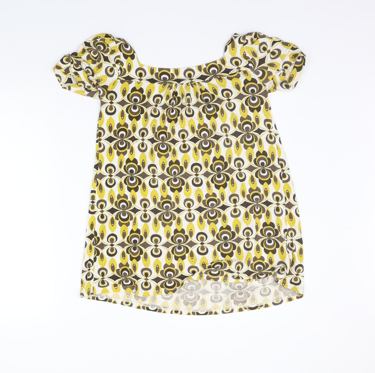 Papaya Womens Yellow Geometric  Basic T-Shirt Size 8