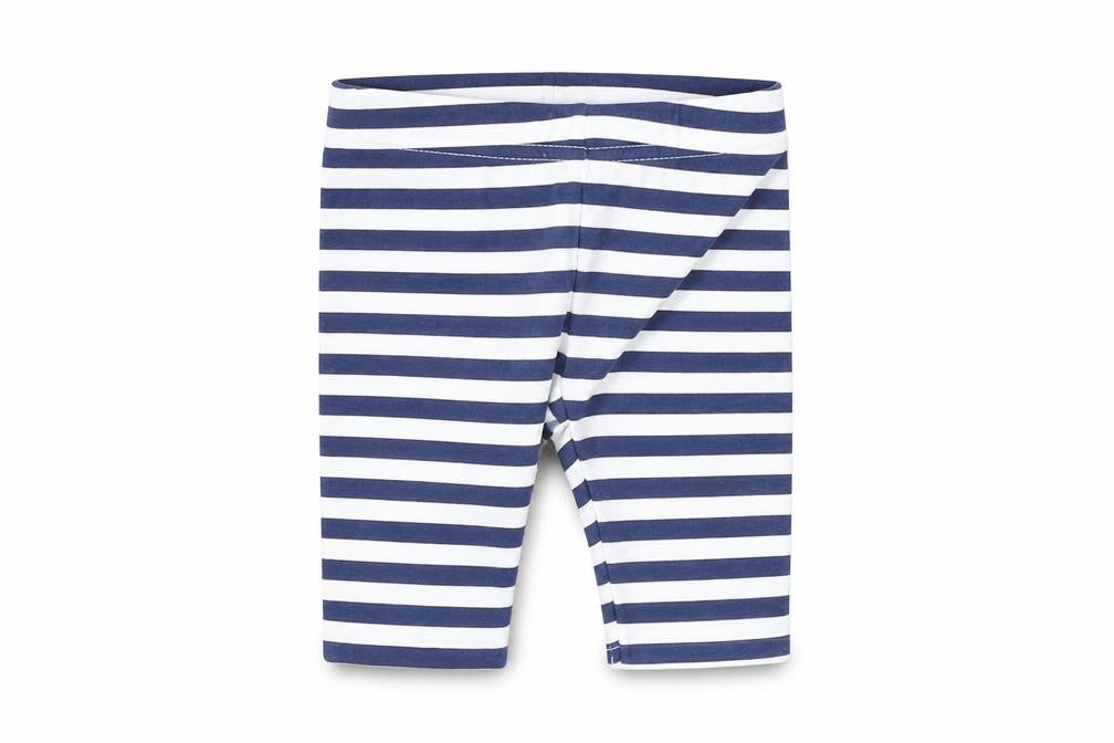 Front view of Disney boys’ blue striped jogger leggings, size 0-3, months