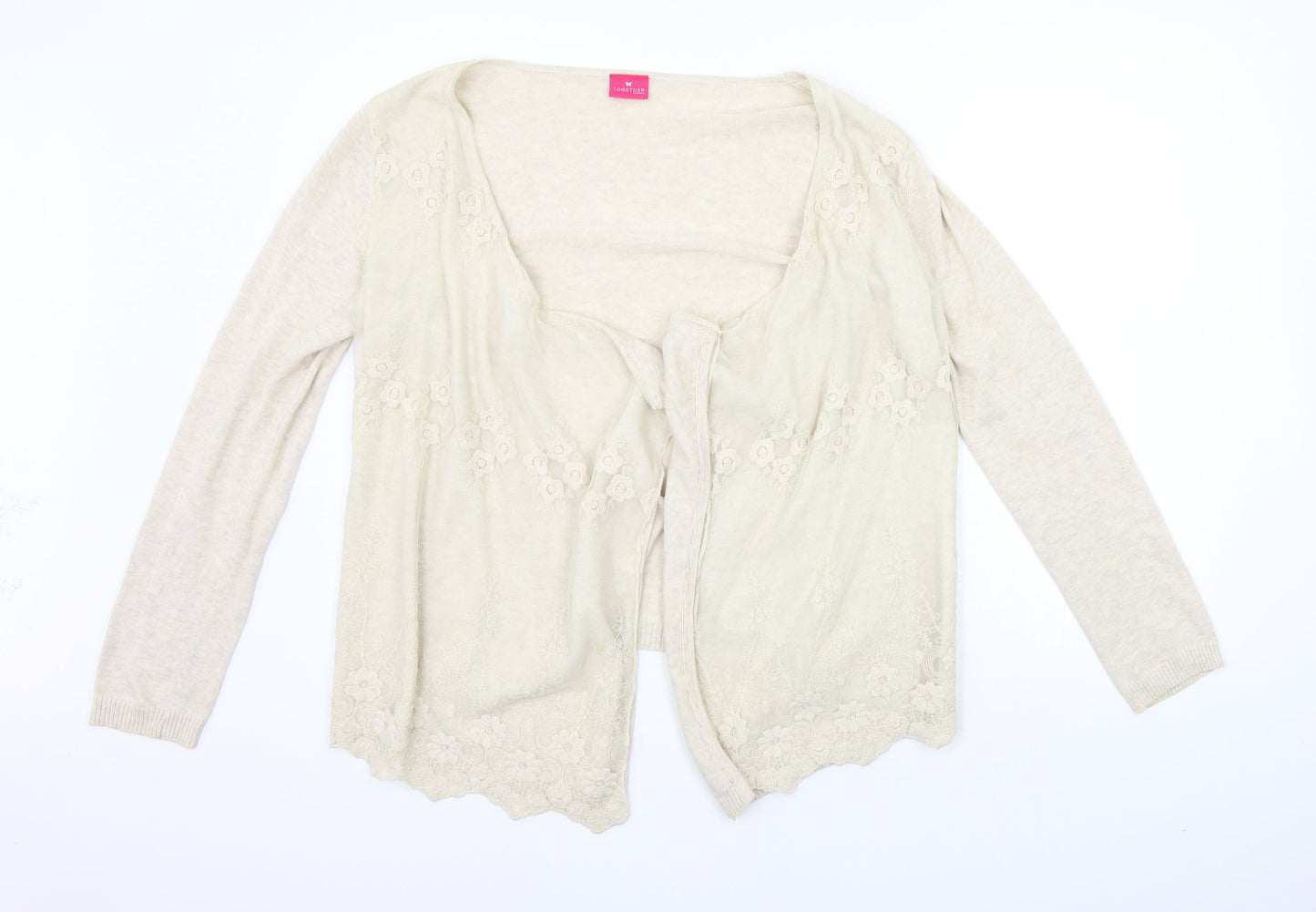 Womens UK Size 12 Together Beige Cardigan Jumper