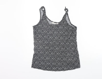 George Womens Black Geometric  Basic Tank Size 10