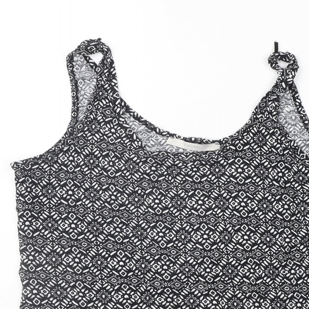 George Womens Black Geometric  Basic Tank Size 10