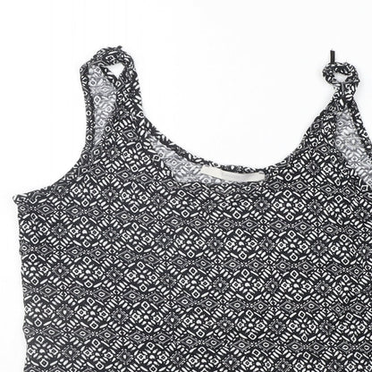 George Womens Black Geometric  Basic Tank Size 10