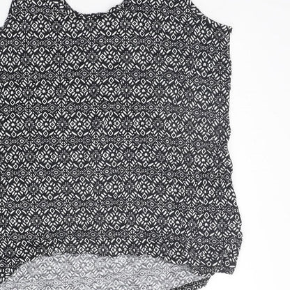 George Womens Black Geometric  Basic Tank Size 10