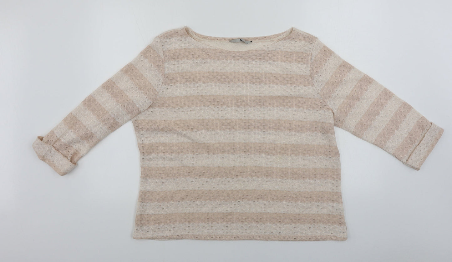 TU Womens Pink Striped  Pullover Jumper Size 18