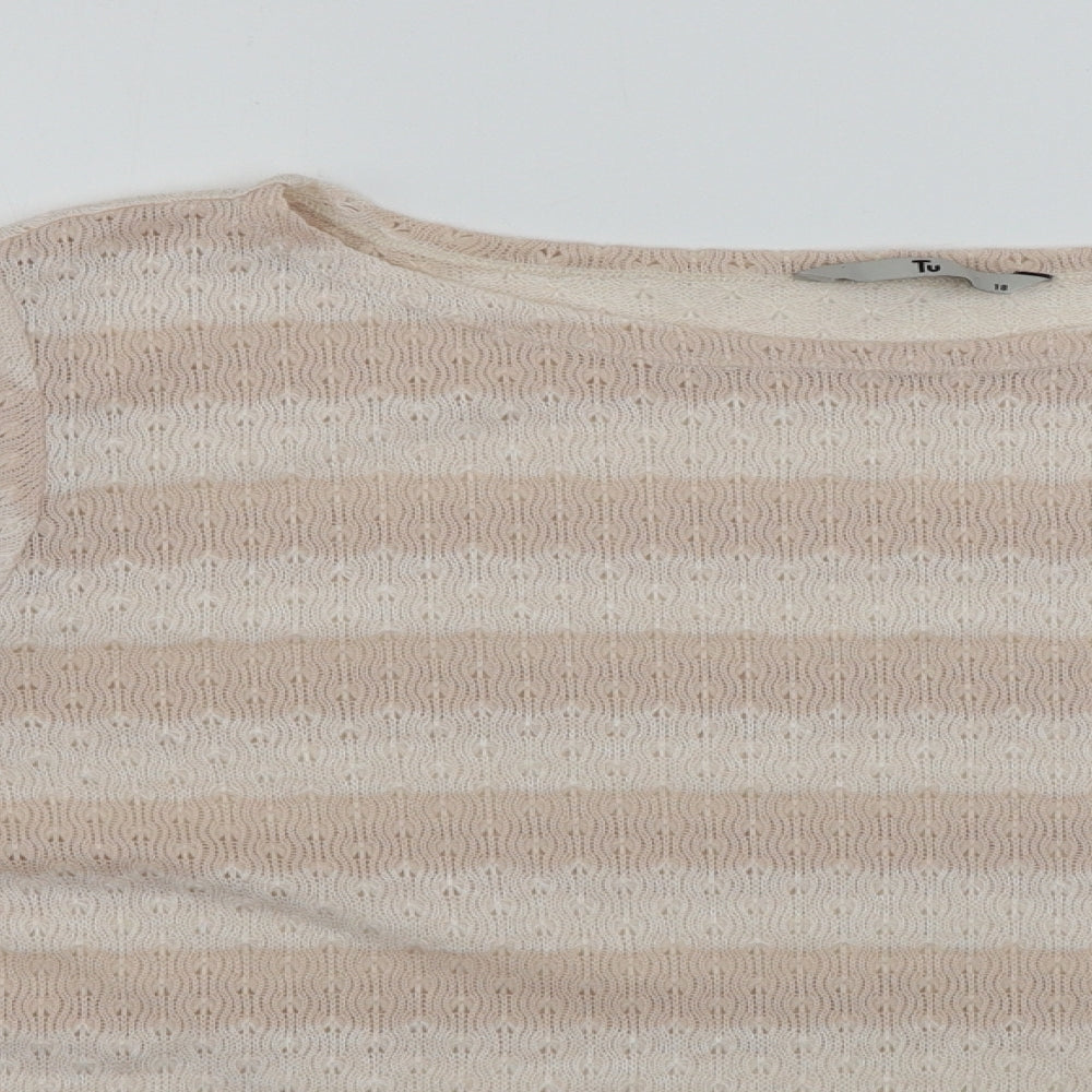 TU Womens Pink Striped  Pullover Jumper Size 18
