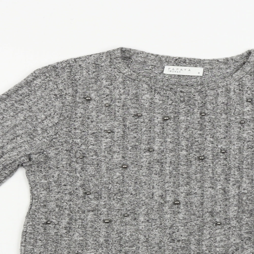 Womens UK Size 8 Papaya Grey Pullover Jumper