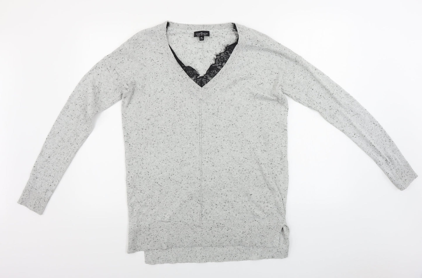 Womens UK Size 8 Topshop Grey Pullover Jumper