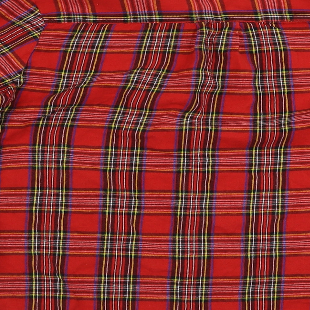 Boohoo  Womens Red Check  Basic Button-Up Size 10