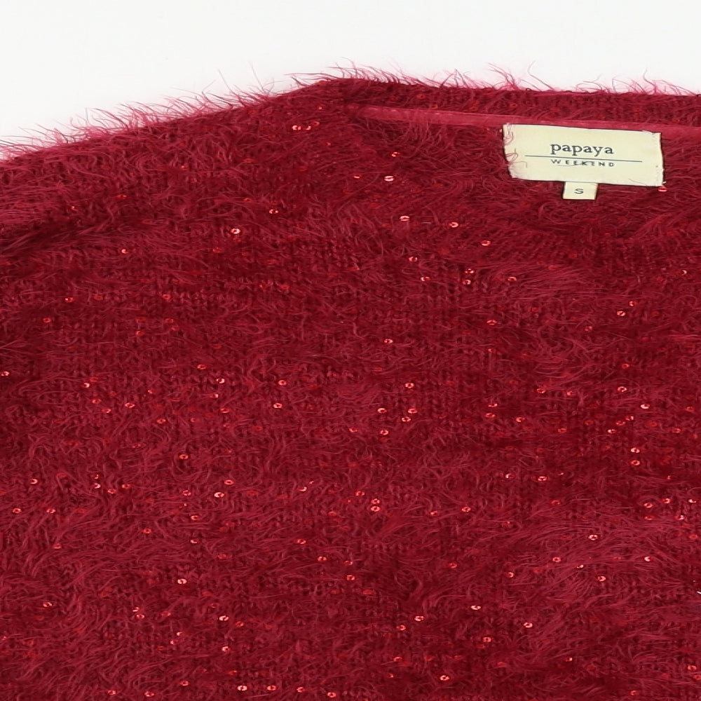 Womens UK Size S Papaya Purple Pullover Jumper
