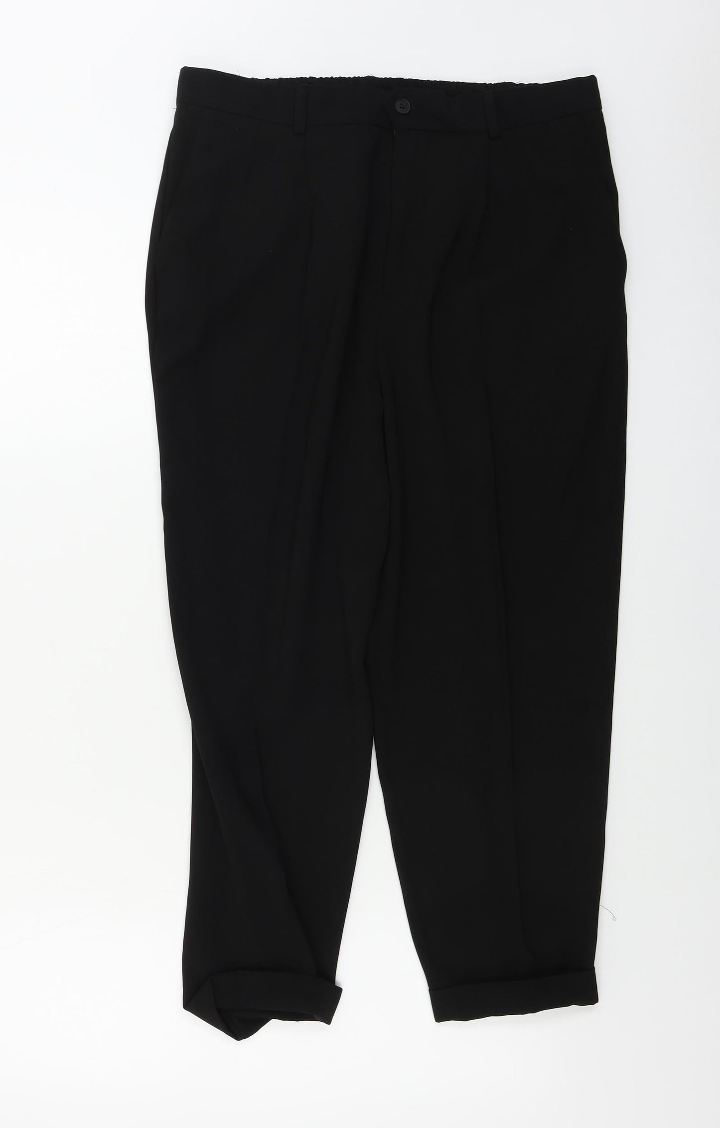 Womens UK Size L Preworn Regular Fit  Black Trousers