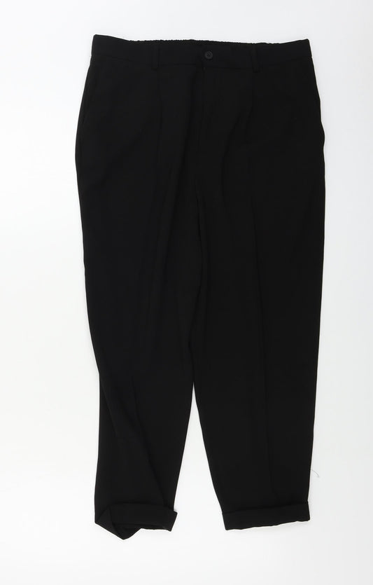 Womens UK Size L Preworn Regular Fit  Black Trousers