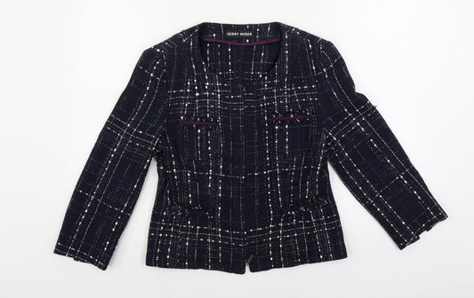 Gerry Weber Womens Blue Check  Jacket Coat Size 10