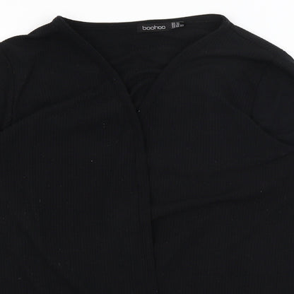 Boohoo Womens Black   Wrap Jumper Size 16