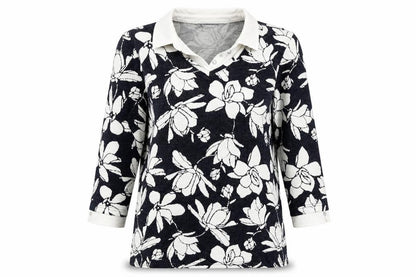 Bonmarché Womens Blue Floral Pullover Jumper Size 10
