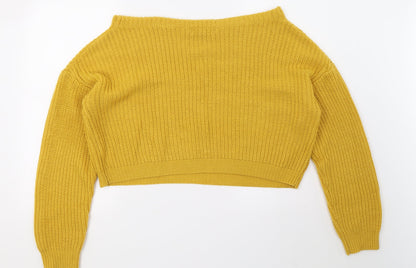 Womens UK Size M Missguided Yellow Pullover Jumper