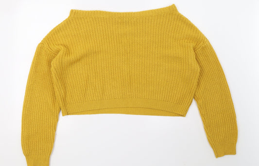 Womens UK Size M Missguided Yellow Pullover Jumper