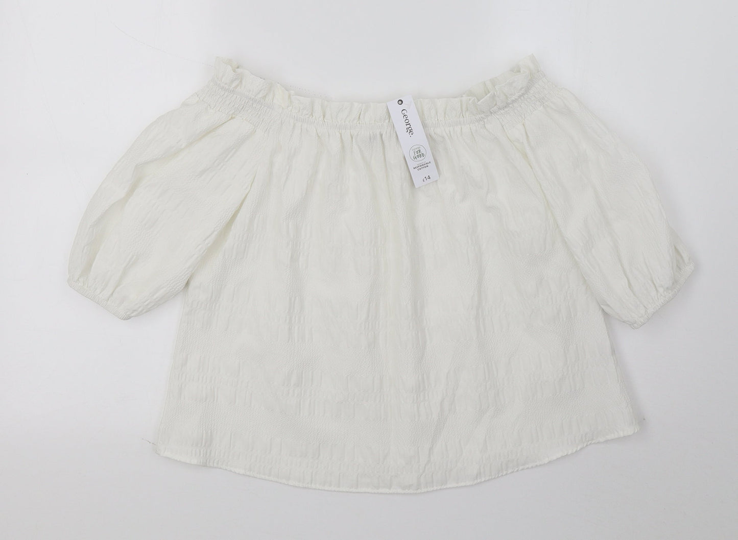 George Womens White   Basic Blouse Size 8
