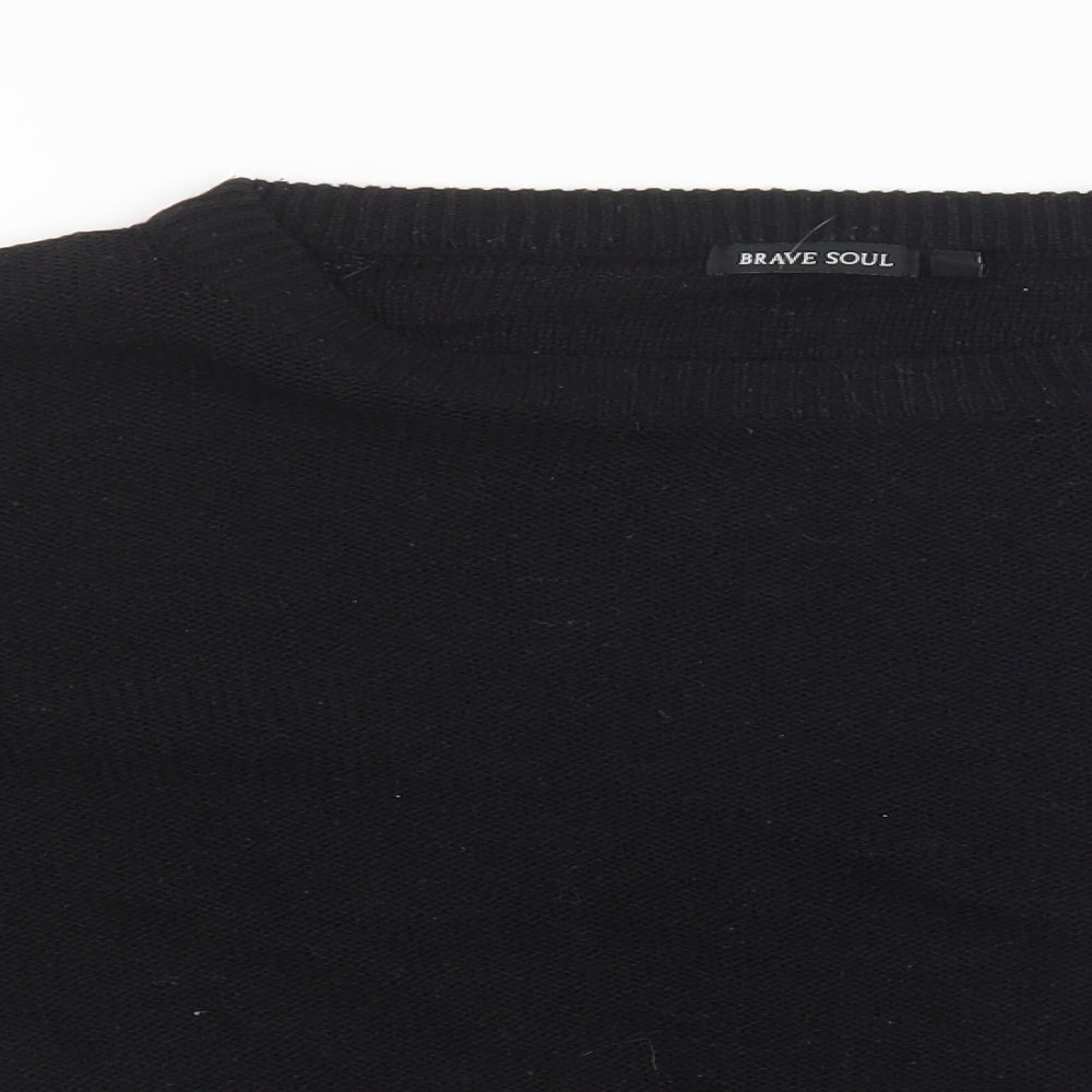Brave Soul Womens Black   Pullover Sweatshirt Size S