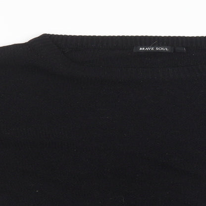 Brave Soul Womens Black   Pullover Sweatshirt Size S