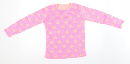 Primark Girls Pink Polka Dot Fleece Top Pyjama Top