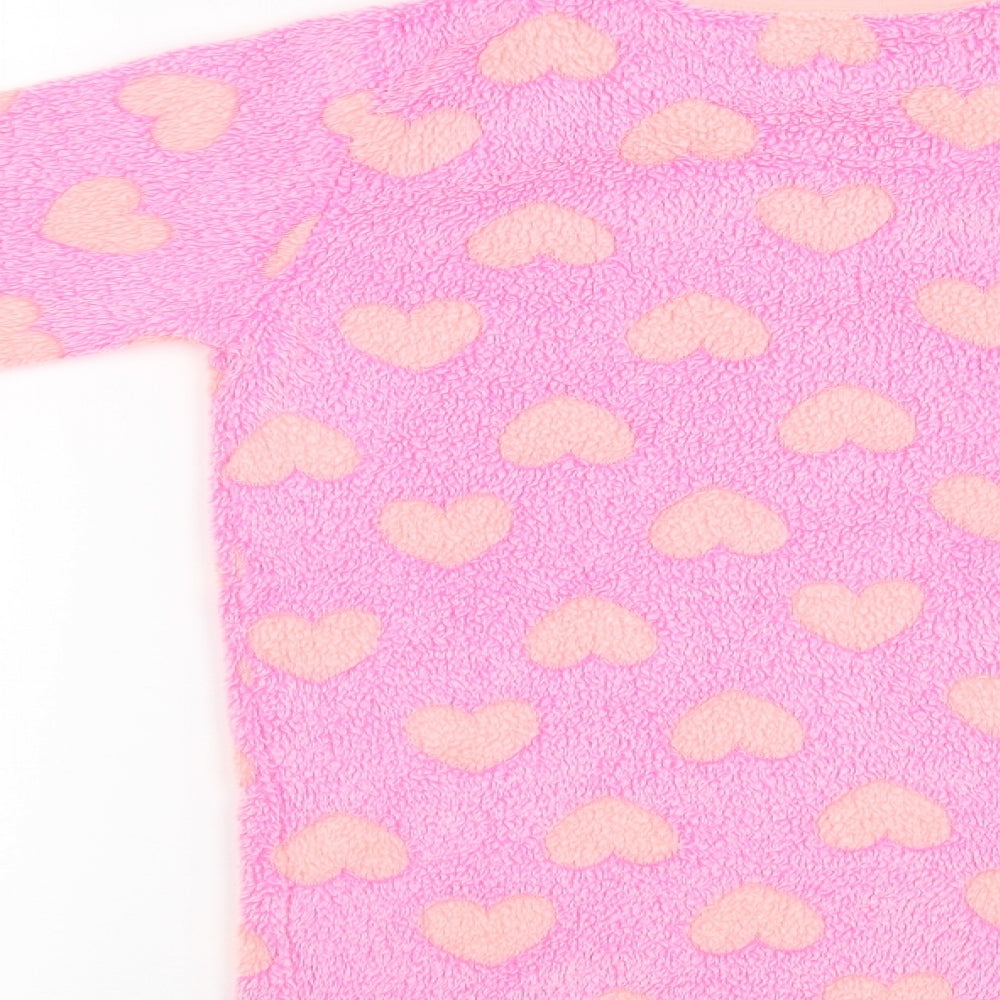 Primark Girls Pink Polka Dot Fleece Top Pyjama Top