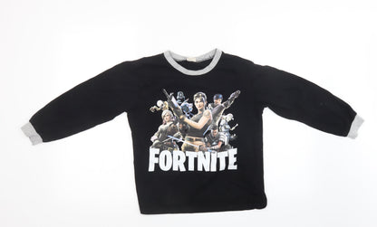 Preworn Boys Black   Pullover Sweatshirt Size 7-8 Years