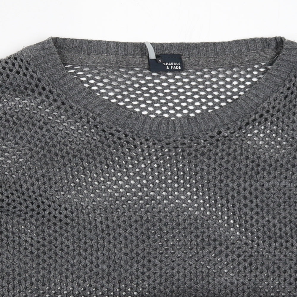 Womens UK Size S Sparkle & Fade Grey Pullover Jumper