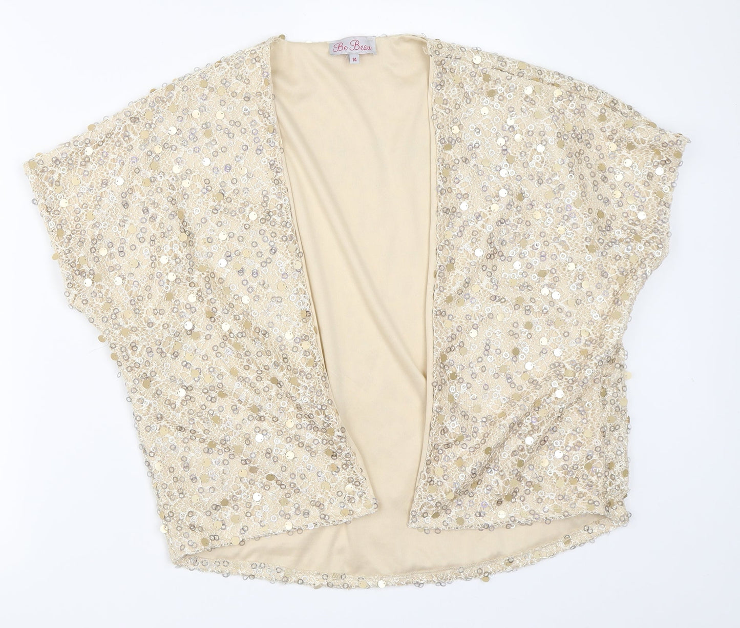 Be Beau Womens Beige   Cardigan Jumper Size 14