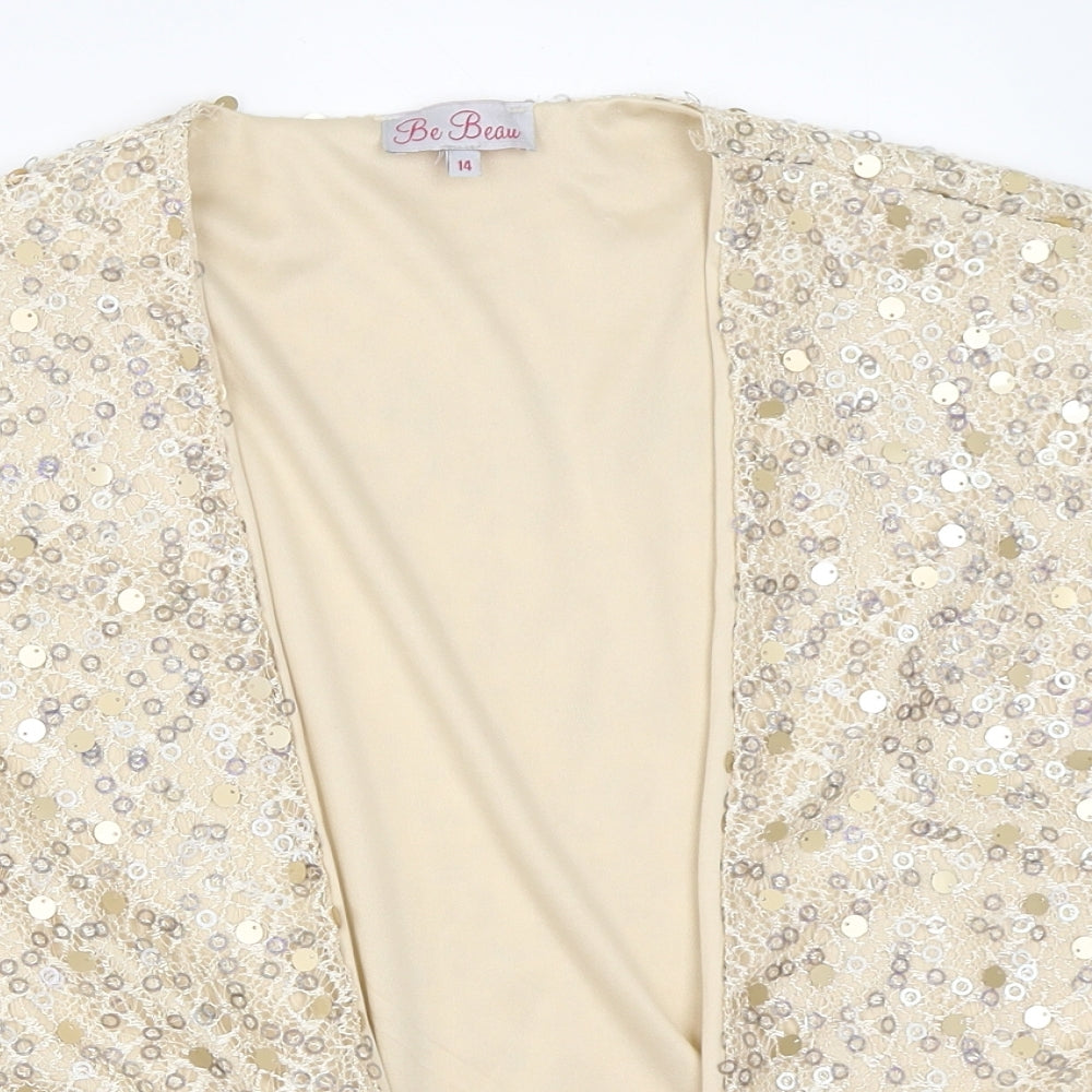 Be Beau Womens Beige   Cardigan Jumper Size 14