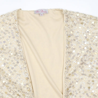 Be Beau Womens Beige   Cardigan Jumper Size 14