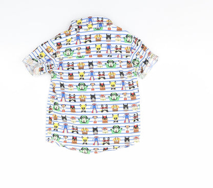 TU Girls White Striped  Basic Button-Up Size 4 Years  - Animal