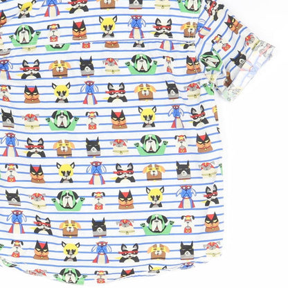 TU Girls White Striped  Basic Button-Up Size 4 Years  - Animal