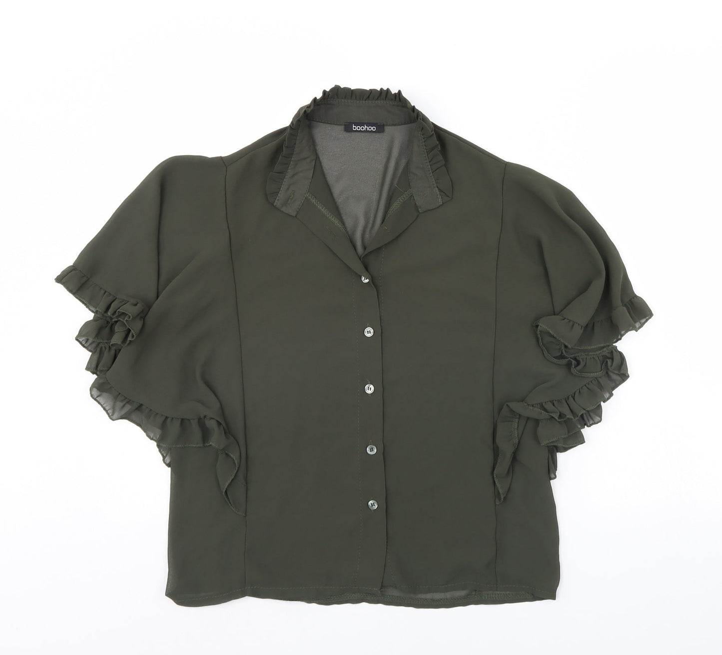 Boohoo Womens Green   Basic Button-Up Size 6