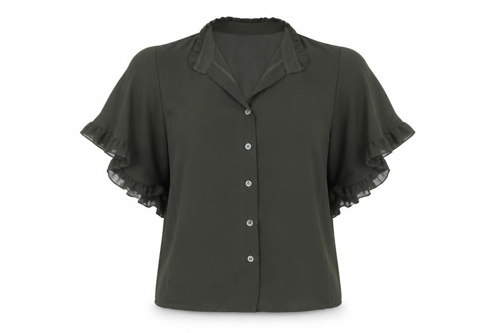 Womens UK Size 6 Boohoo Green Basic Button-Up