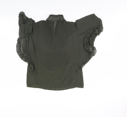 Boohoo Womens Green   Basic Button-Up Size 6