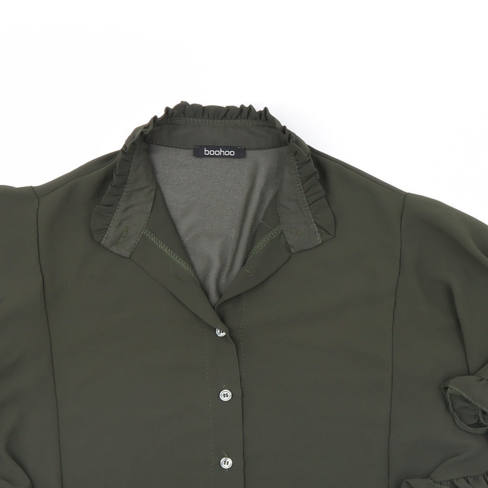 Boohoo Womens Green   Basic Button-Up Size 6