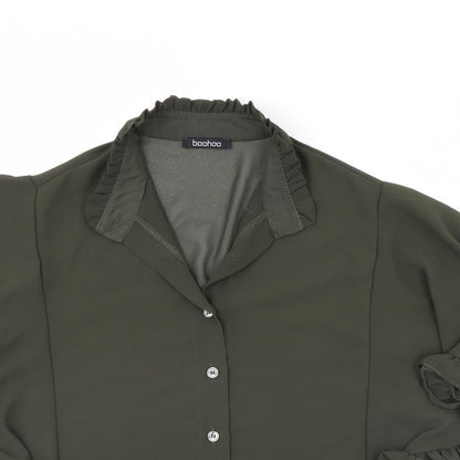 Boohoo Womens Green   Basic Button-Up Size 6
