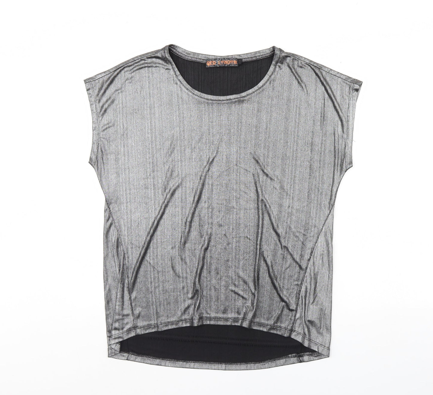 Womens UK Size S QED London Silver Basic T-Shirt