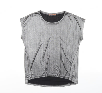 Womens UK Size S QED London Silver Basic T-Shirt