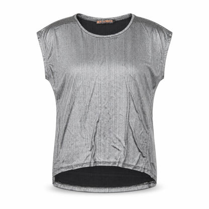 Womens UK Size S QED London Silver Basic T-Shirt